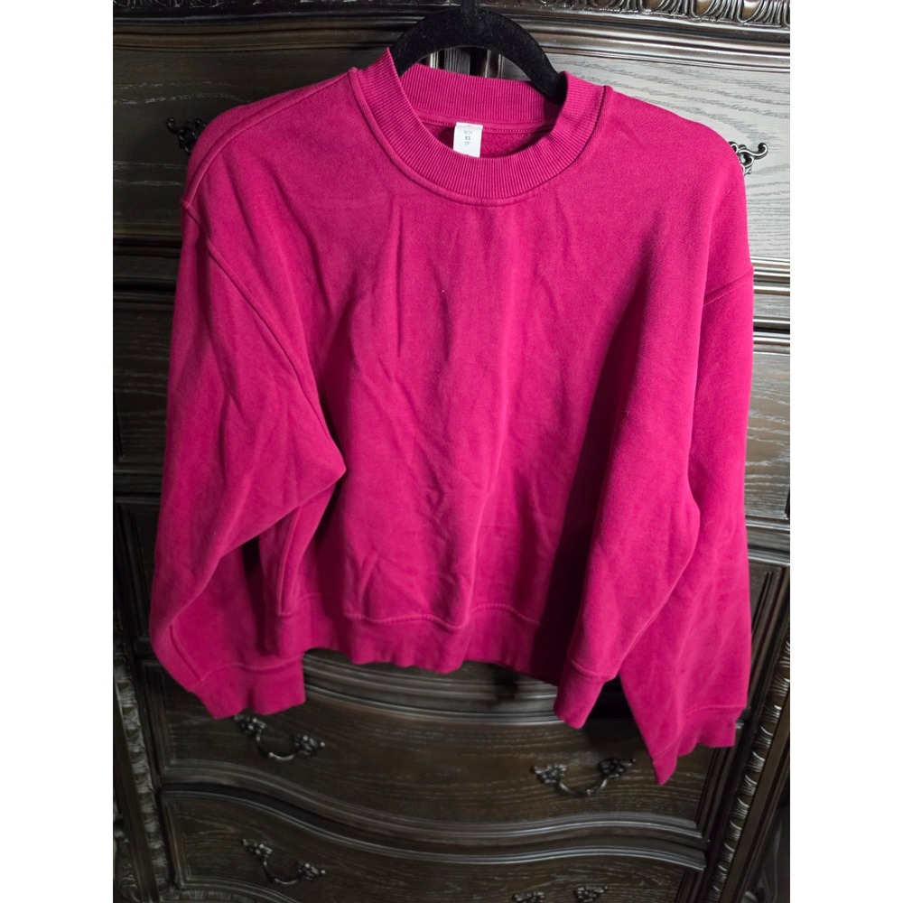 Lululemon Perfectly Oversized Cropped Crew Sweatshirt Magenta Pink XS LW3KCQS